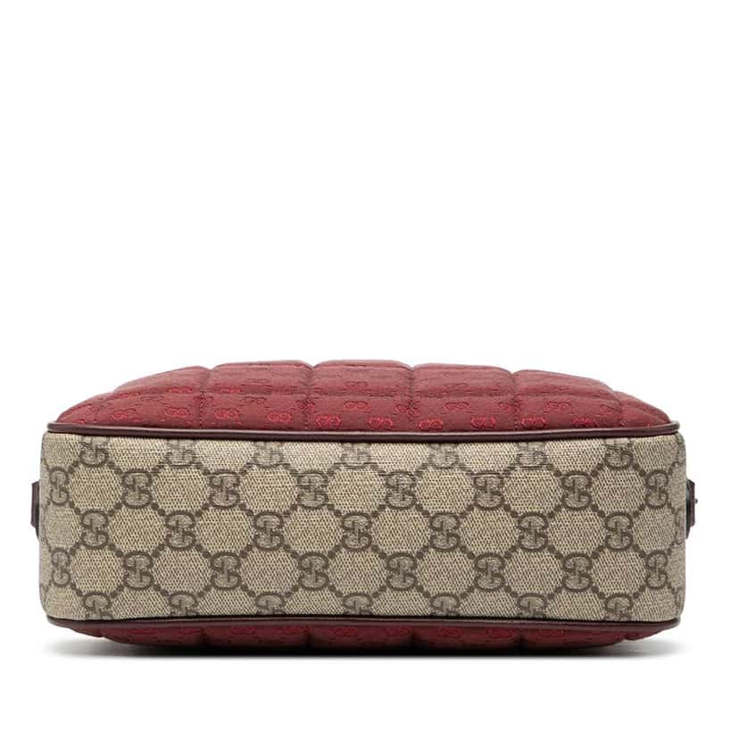 Gucci Small Quilted Mini GG Canvas and GG Supreme Double G Crossbody Red Canvas Very good condition - Inside View