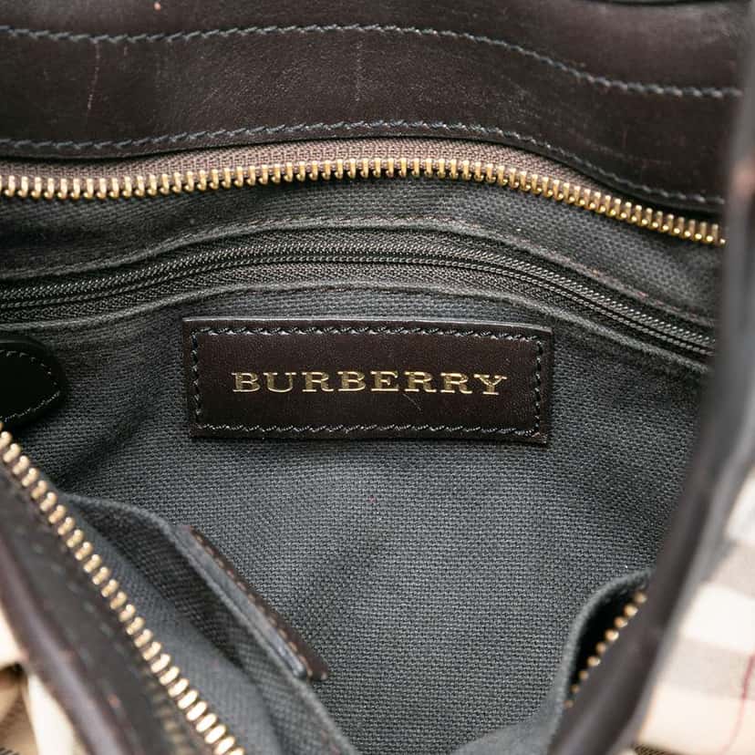 Burberry Haymarket Check Coated Canvas Brooklyn Hobo Brown Canvas Good condition - Box View