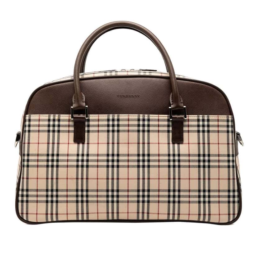 Burberry House Check Canvas Boston Bag Brown Canvas Good condition - Front View