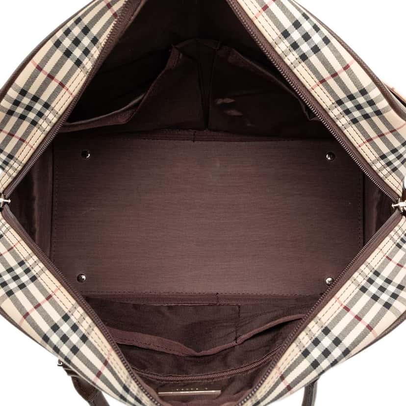 Burberry House Check Canvas Boston Bag Brown Canvas Good condition - Model View