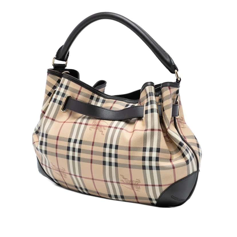 Burberry Medium Haymarket Check Coated Canvas Willenmore Hobo Brown Canvas Good condition - Back View
