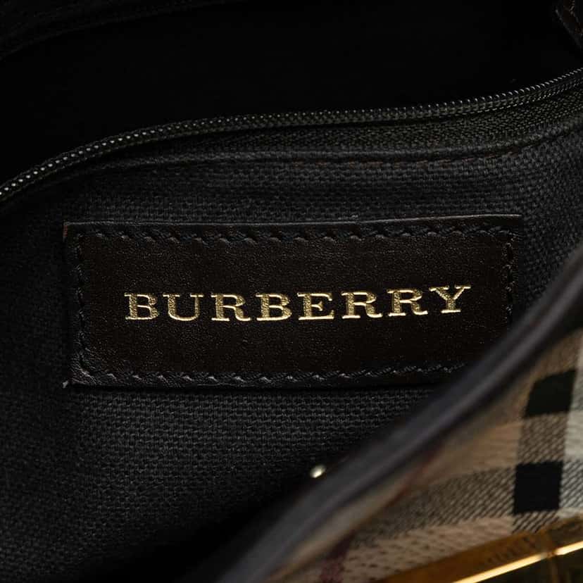 Burberry Medium Haymarket Check Coated Canvas Willenmore Hobo Brown Canvas Good condition - Box View