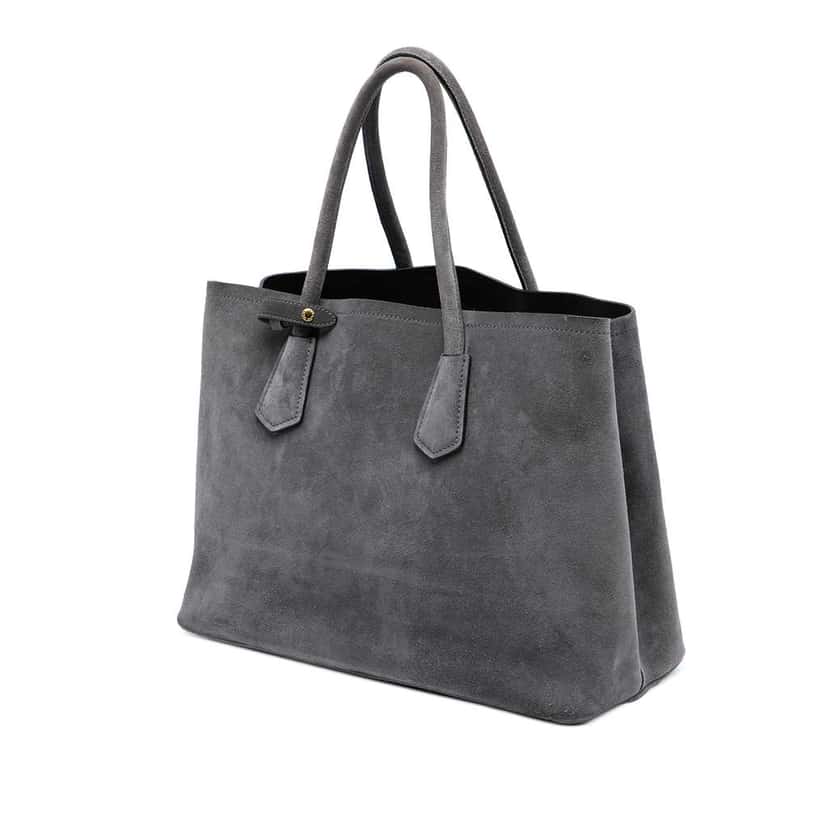 Prada Medium Scamosciato Double Satchel Grey Leather Good condition - Back View