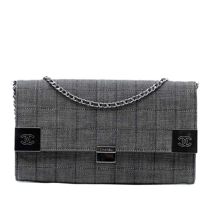 Chanel CC Choco Bar Denim Chain Flap Grey Denim Good condition - Front View