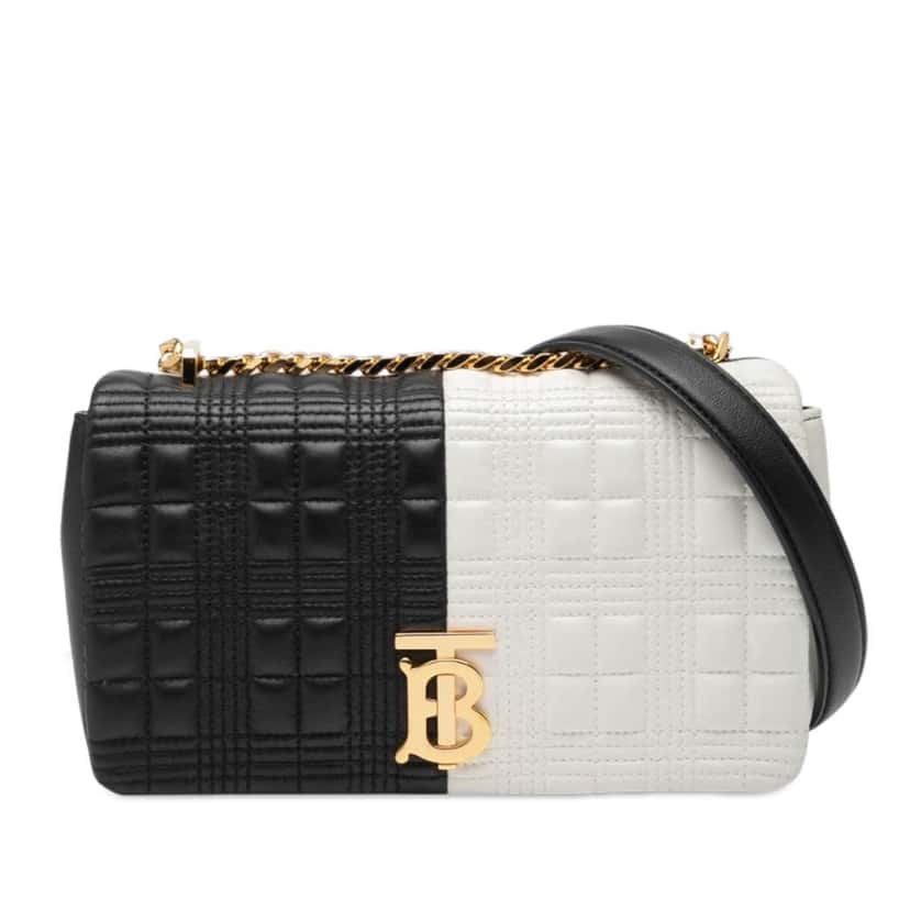 Burberry Small Bicolor Quilted Lambskin Lola Crossbody Black Leather Very good condition - Front View