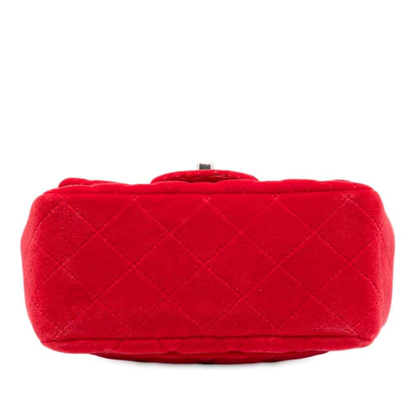 Chanel Mini Square Classic Velvet Single Flap Red Velvet Good condition - Inside View