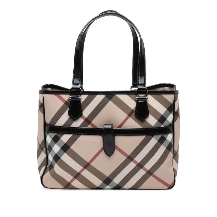 Burberry Supernova Check Coated Canvas Tote Brown Canvas Good condition - Front View