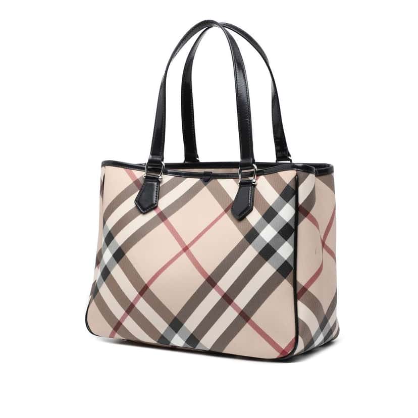Burberry Supernova Check Coated Canvas Tote Brown Canvas Good condition - Back View