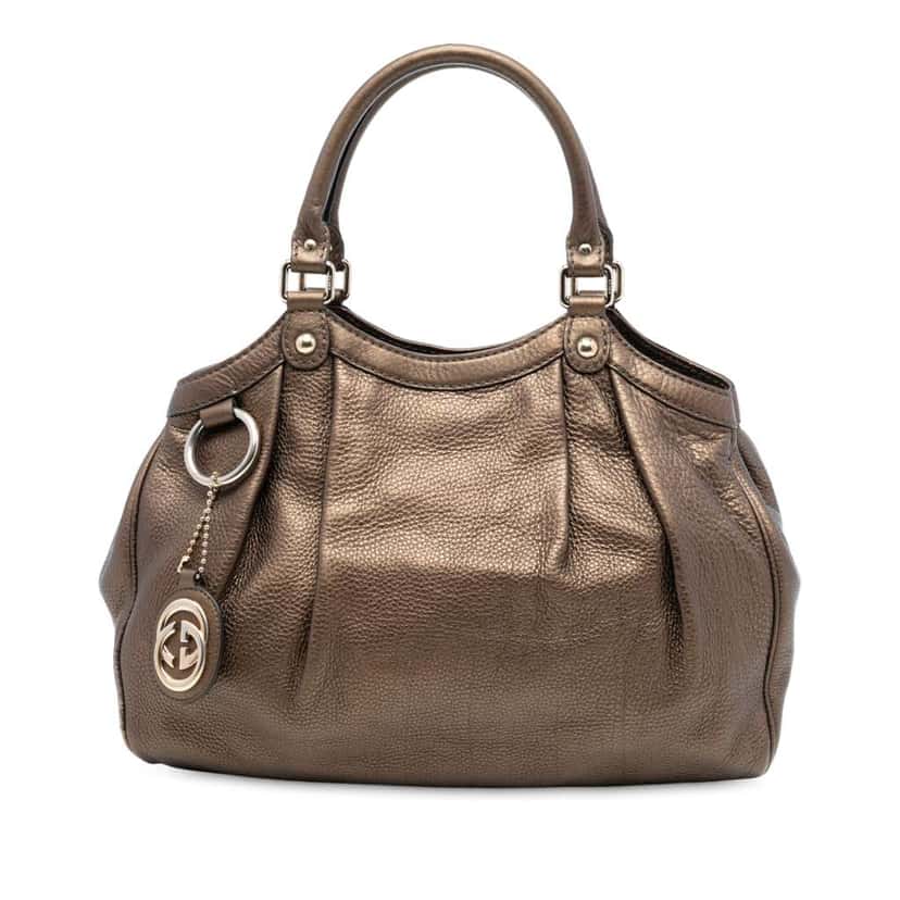 Gucci Medium Metallic Calfskin Sukey Tote Brown Leather Good condition - Front View