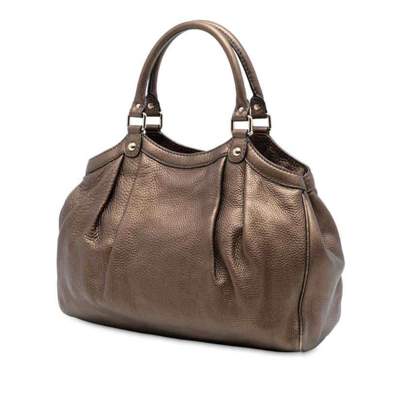 Gucci Medium Metallic Calfskin Sukey Tote Brown Leather Good condition - Back View