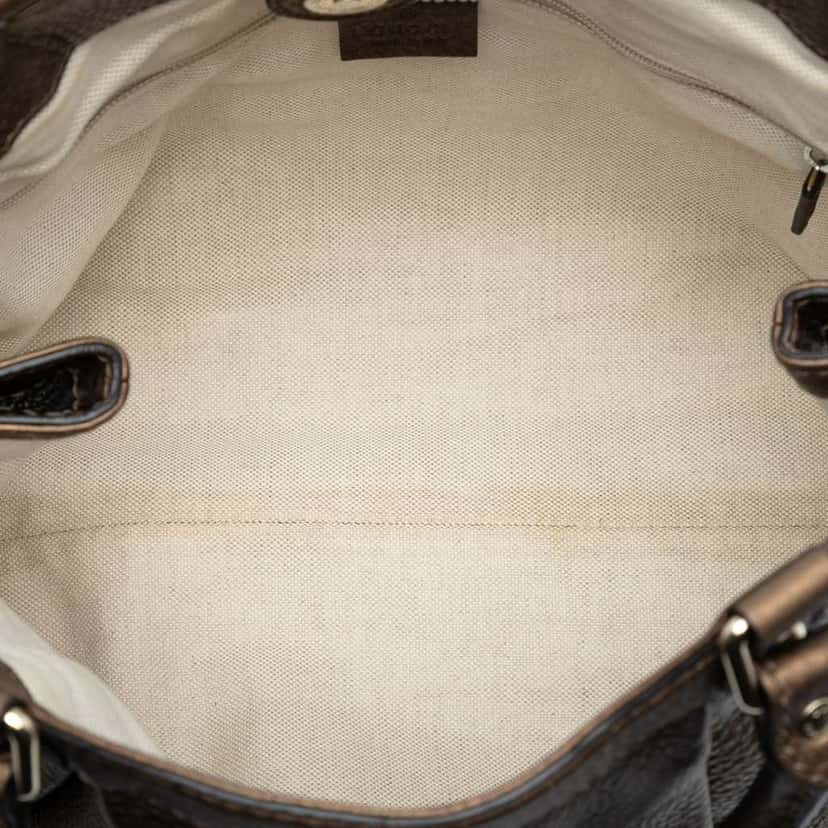 Gucci Medium Metallic Calfskin Sukey Tote Brown Leather Good condition - Model View