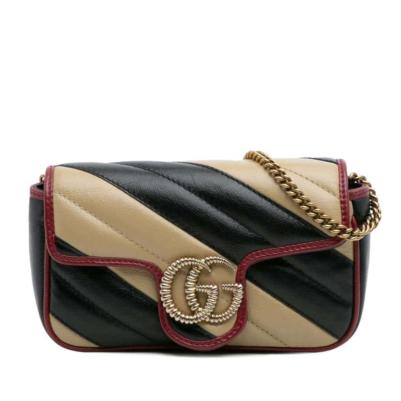 Gucci Super Mini GG Marmont Matelasse Leather Torchon Flap Crossbody Brown Leather Good condition - Front View