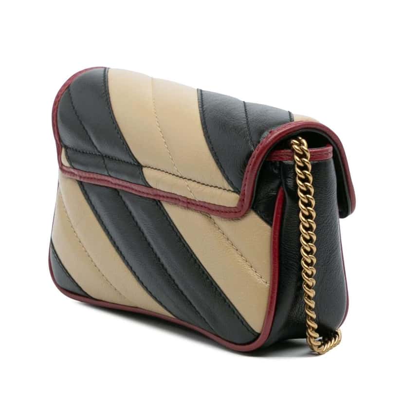 Gucci Super Mini GG Marmont Matelasse Leather Torchon Flap Crossbody Brown Leather Good condition - Back View