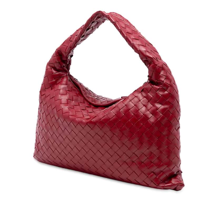 Bottega Veneta Small Calfskin Intrecciato Hop Hobo Red Leather Good condition - Back View