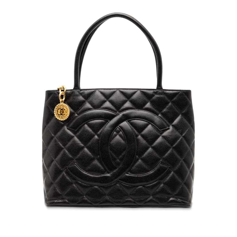 Chanel Caviar Medallion Tote Black Leather Good condition - Front View