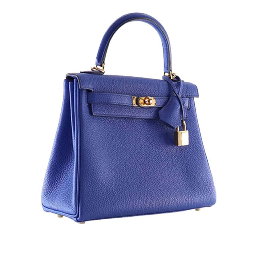 Hermès Togo Kelly II Retourne 25 Blue Leather Very good condition - Inside View