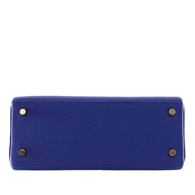 Hermès Togo Kelly II Retourne 25 Blue Leather Very good condition - Box View