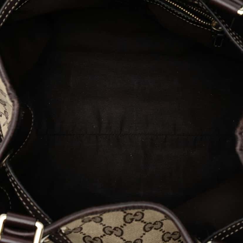 Gucci Medium GG Canvas Braided Peggy Tote Brown Canvas Good condition - Model View