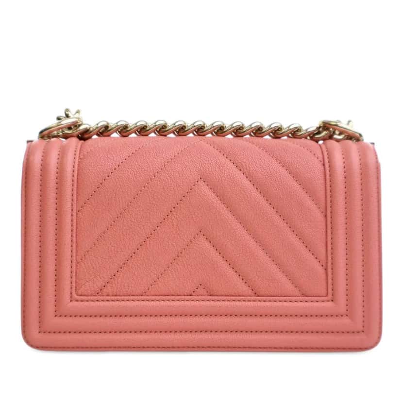 Chanel Small Chevron Caviar Boy Flap Pink Leather Good condition - Inside View