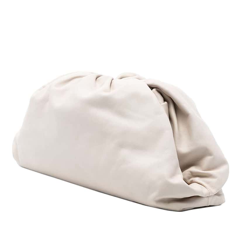 Bottega Veneta Lambskin The Pouch White Leather Good condition - Back View