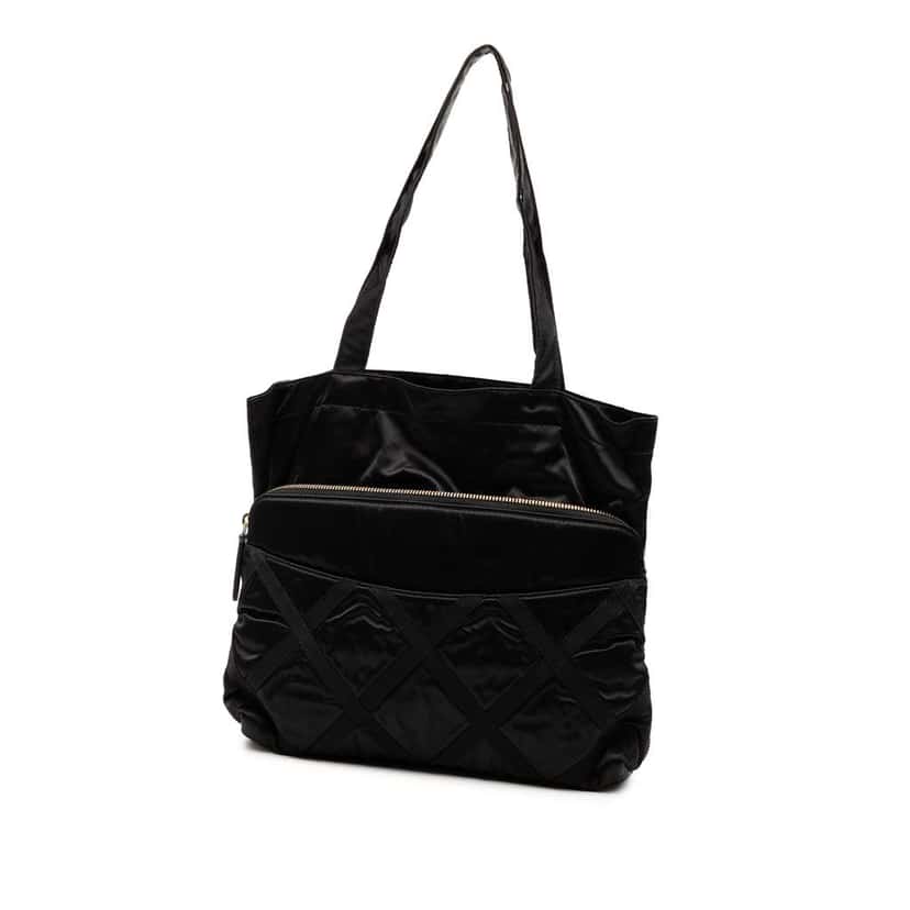 Chanel Nylon Grosgrain Lifestyle Foldable Tote Black Good condition - Back View