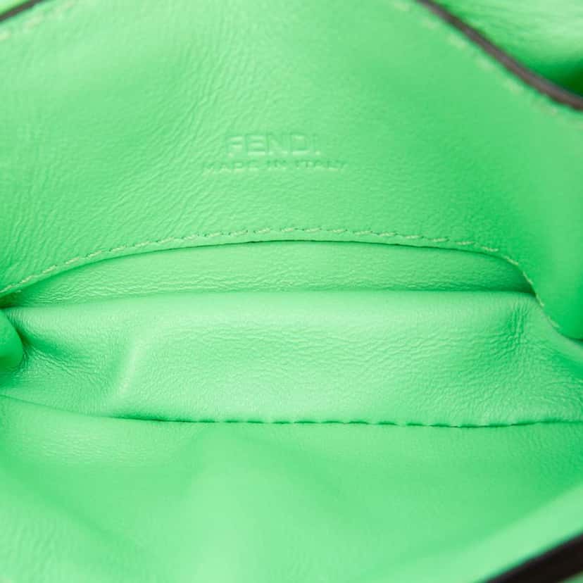 Fendi Nano Zucca Embossed Leather Baguette Charm Green Leather Good condition - Model View