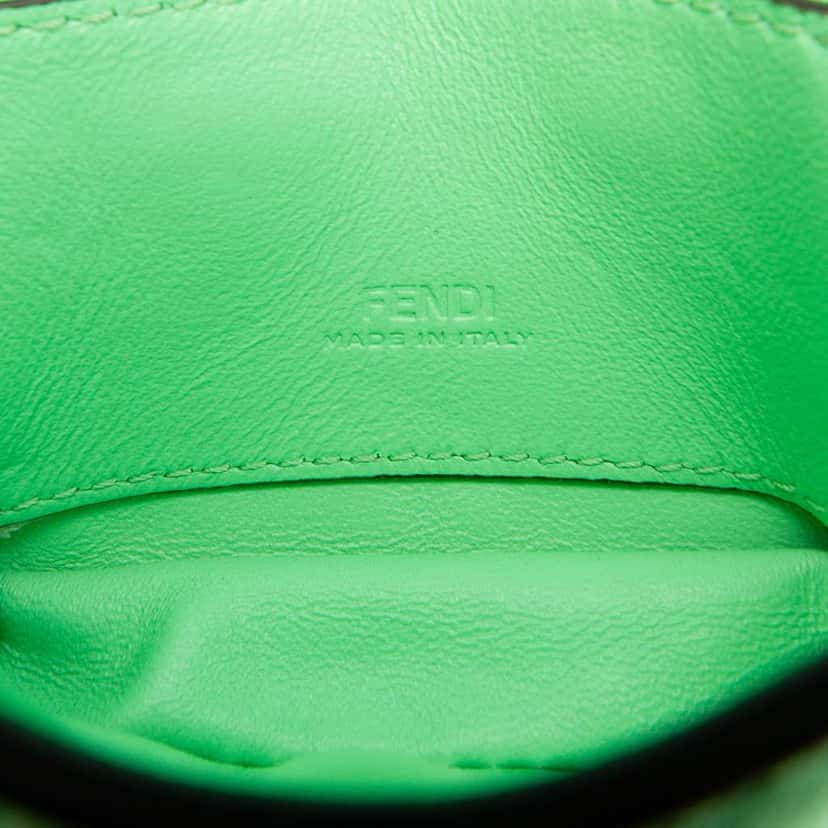 Fendi Nano Zucca Embossed Leather Baguette Charm Green Leather Good condition - Box View