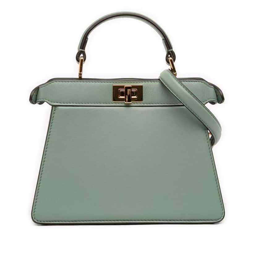 Fendi Petite Leather Peekaboo ISeeU Satchel Green Leather Good condition - Front View