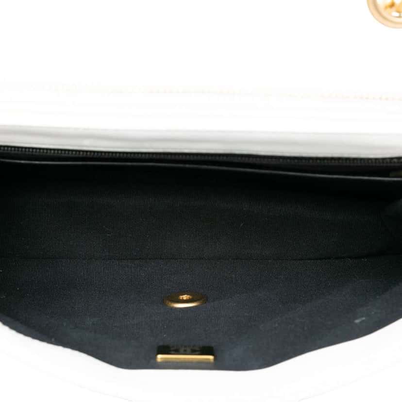 Chanel Medium Quilted Lambskin CC Single Flap White Leather Very good condition - Model View