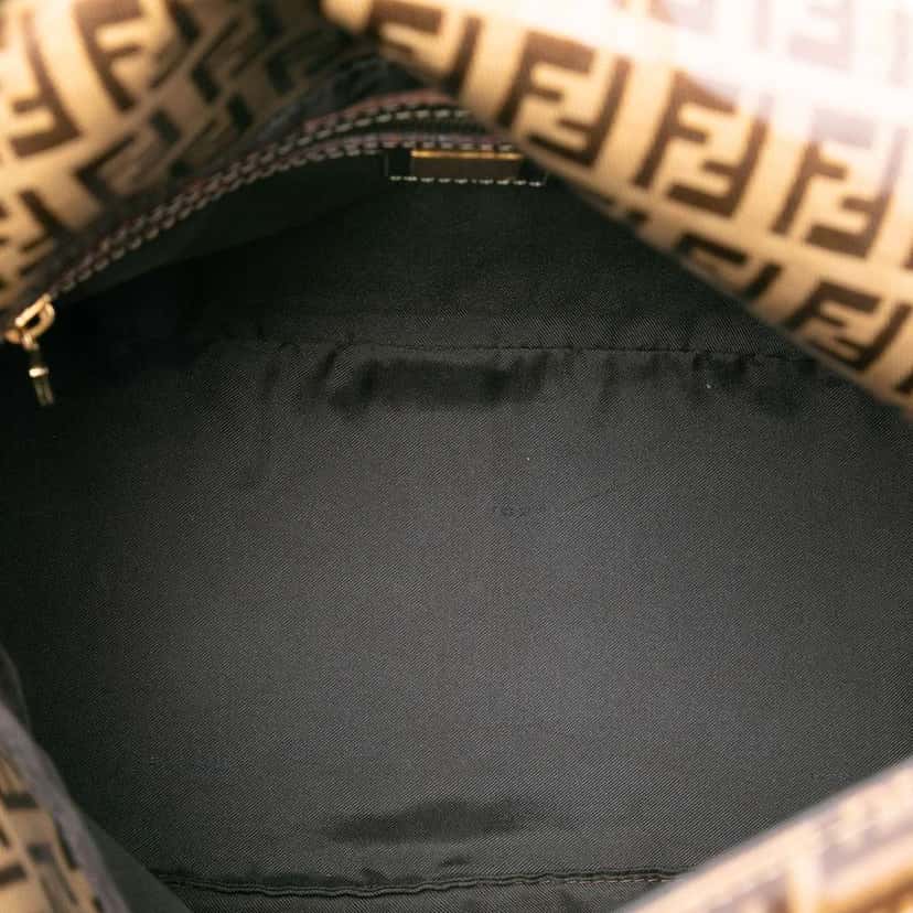 Fendi Zucchino Crystal Double Flap Shoulder Bag Brown Canvas Good condition - Model View