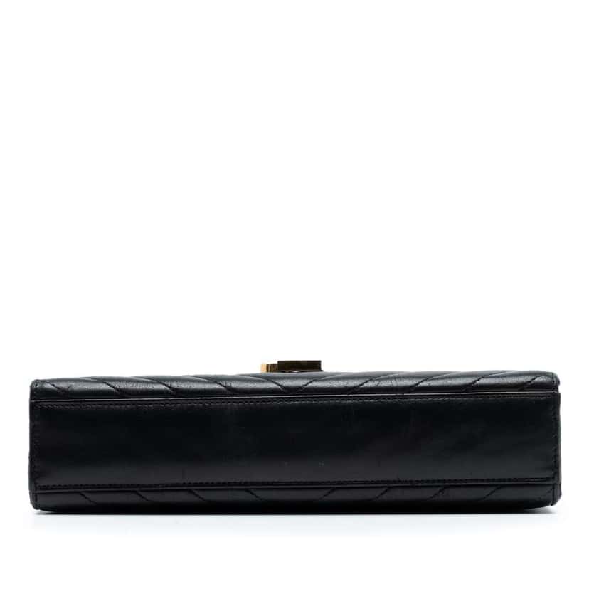 Saint Laurent Medium Chevron Calfskin Monogram Envelope Bag Black Leather Good condition - Inside View