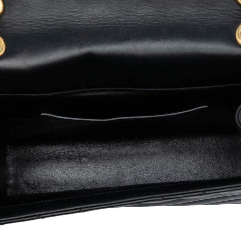 Saint Laurent Medium Chevron Calfskin Monogram Envelope Bag Black Leather Good condition - Model View