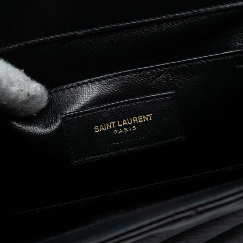 Saint Laurent Medium Chevron Calfskin Monogram Envelope Bag Black Leather Good condition - Box View
