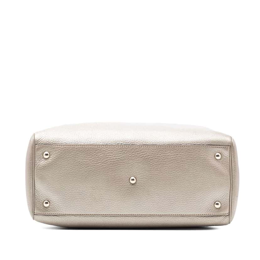 Gucci Medium Calfskin Bamboo Shopper Satchel Gold Leather Good condition - Inside View