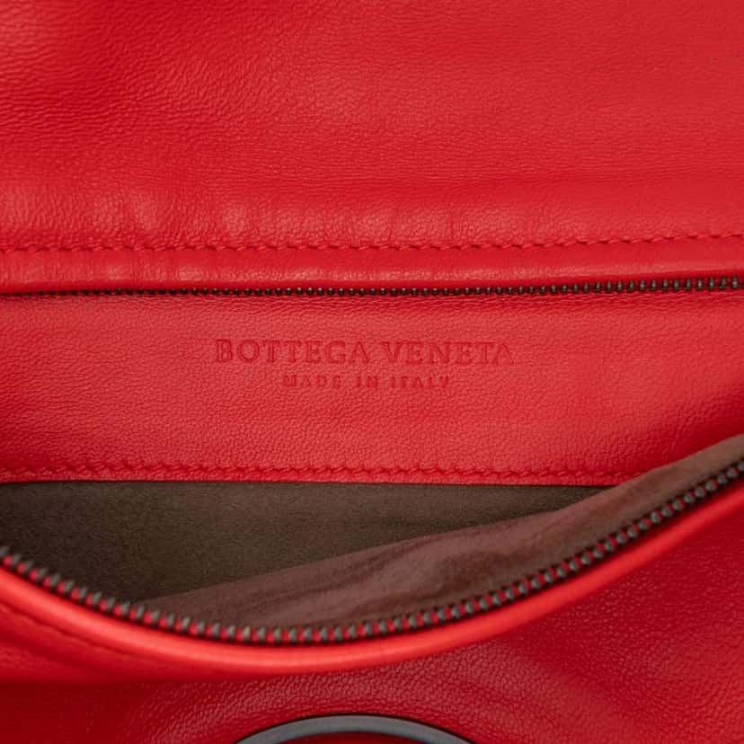 Bottega Veneta Nappa Intrecciato Turn Lock Clutch Red Leather Good condition - Box View