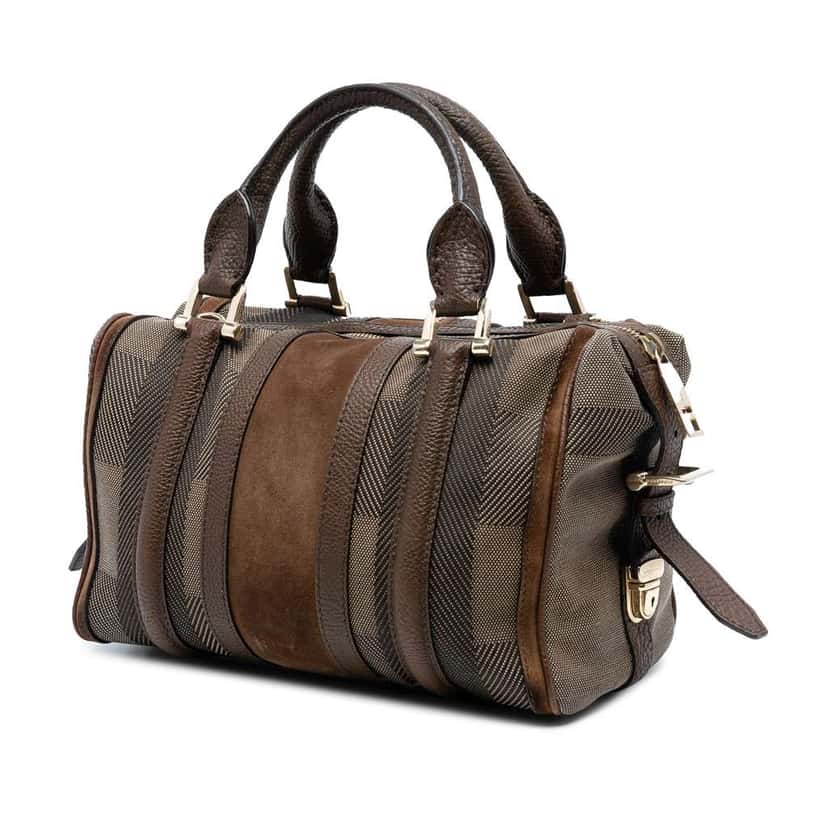 Burberry Canvas Nevinson Bowling Bag Brown Canvas Good condition - Back View