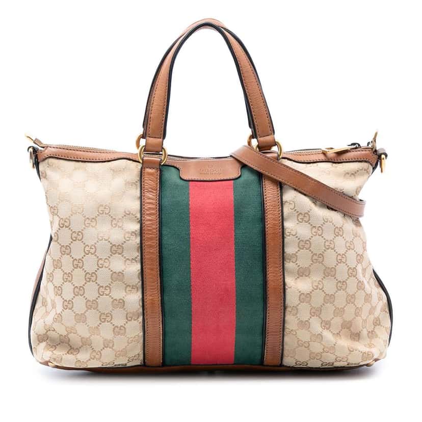 Gucci Medium GG Canvas Rania Top Handle Bag Brown Canvas Good condition - Front View