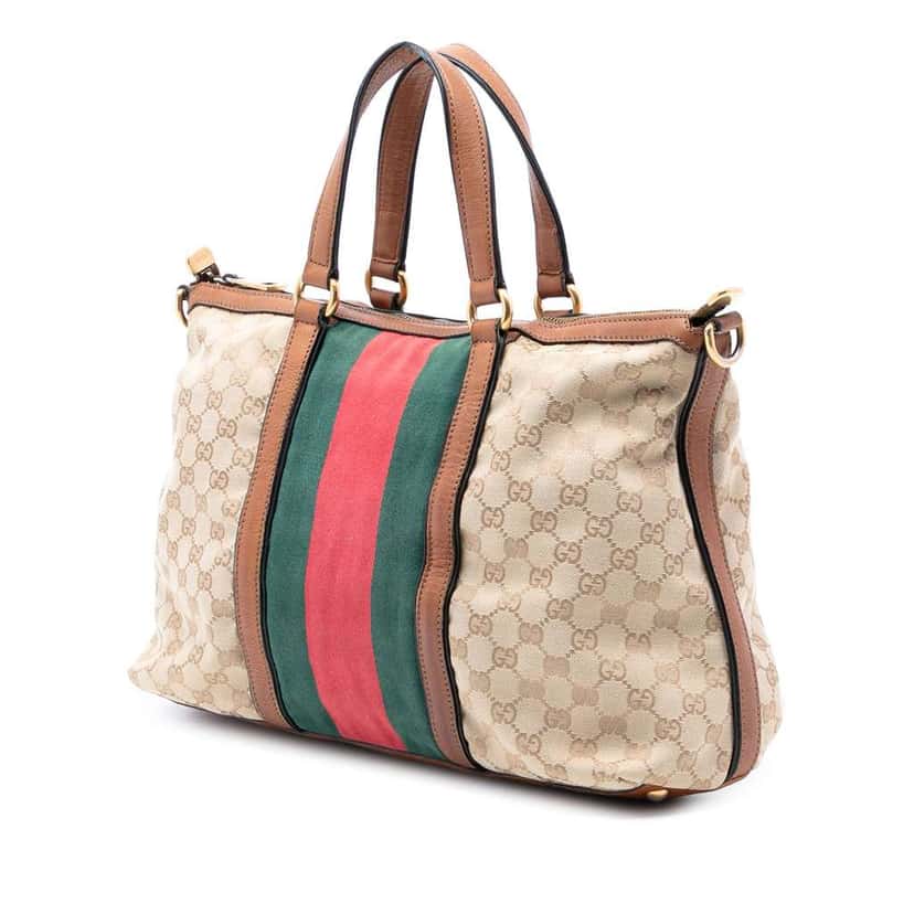 Gucci Medium GG Canvas Rania Top Handle Bag Brown Canvas Good condition - Back View