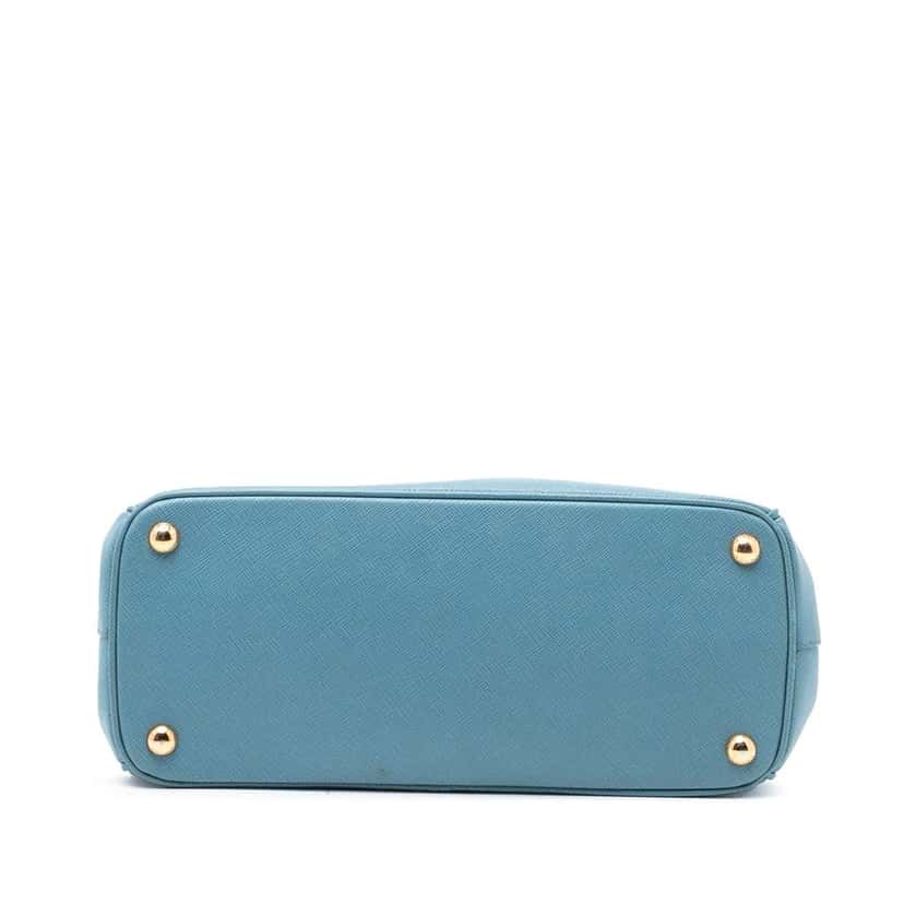 Prada Small Saffiano Lux Galleria Double Zip Satchel Blue Leather Good condition - Inside View