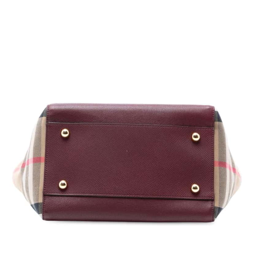 Burberry Grained Calfskin and House Check Canvas Canterbury Tote Purple Leather Good condition - Inside View