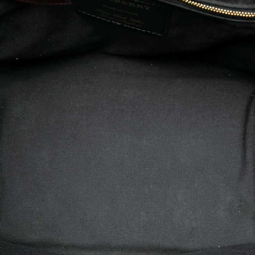 Burberry Grained Calfskin and House Check Canvas Canterbury Tote Purple Leather Good condition - Model View