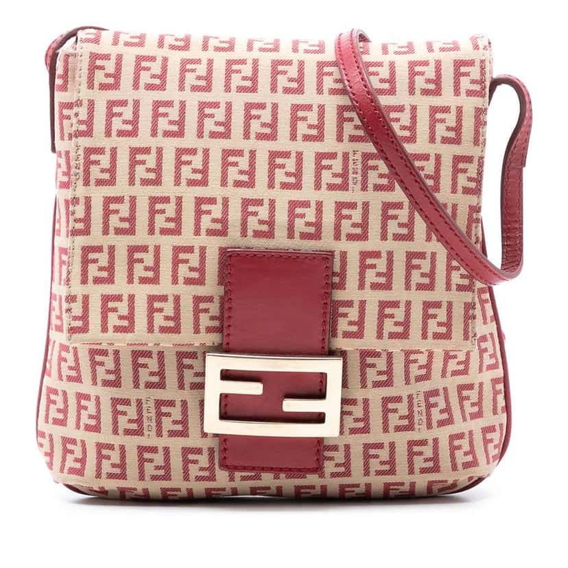 Fendi Zucchino Canvas Flap Crossbody Brown Canvas Very good condition - Front View