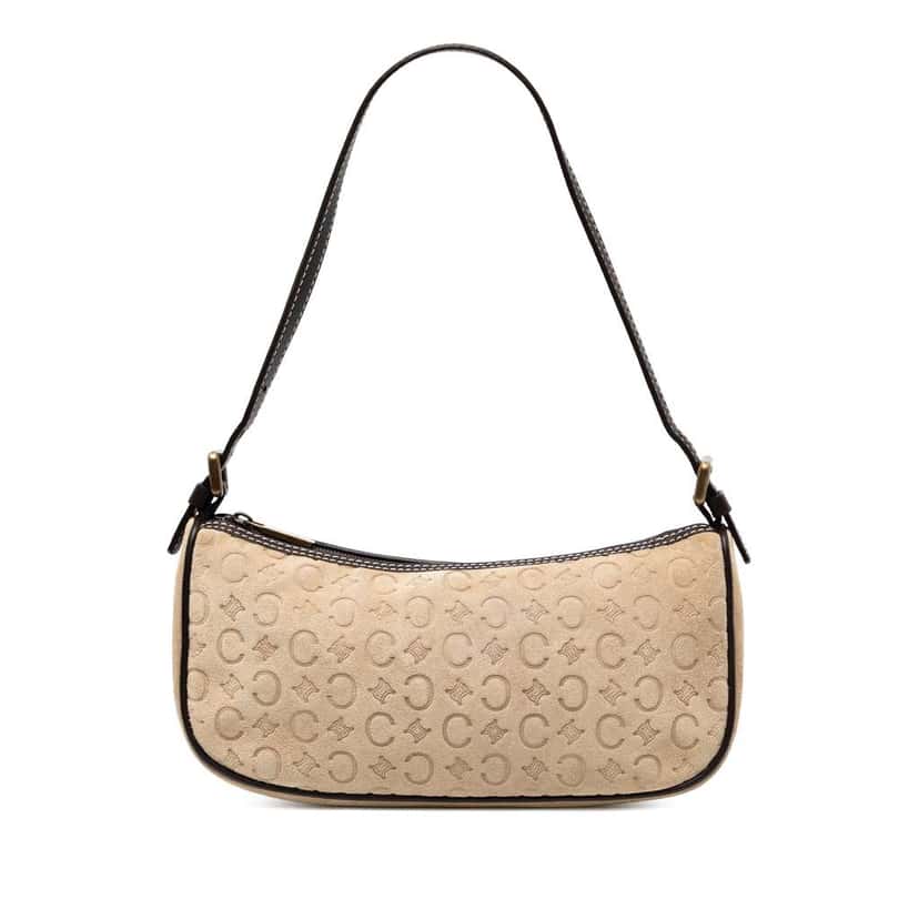 Celine C Macadam Suede Shoulder Bag Brown Leather Good condition - Front View