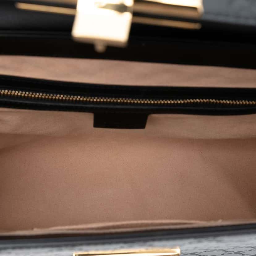 Gucci Guccissima Padlock Top Handle Bag Black Leather Good condition - Model View