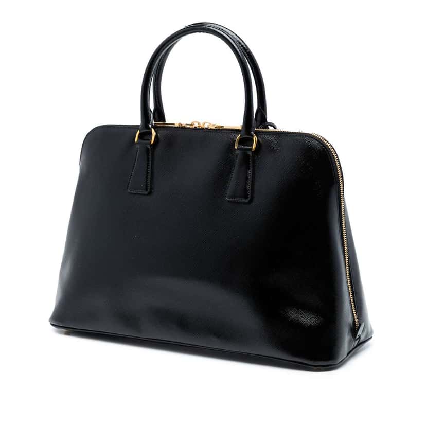 Prada Large Saffiano Vernice Promenade Satchel Black Leather Good condition - Back View