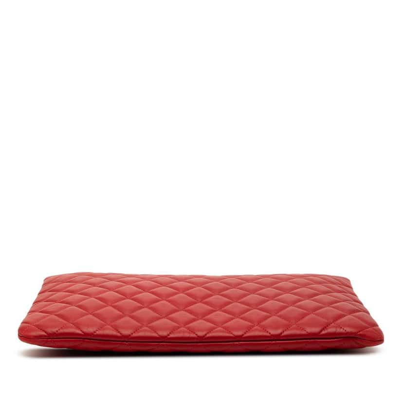 Chanel Large Quilted Lambskin Casino Charms O Case Clutch Red Leather Good condition - Inside View