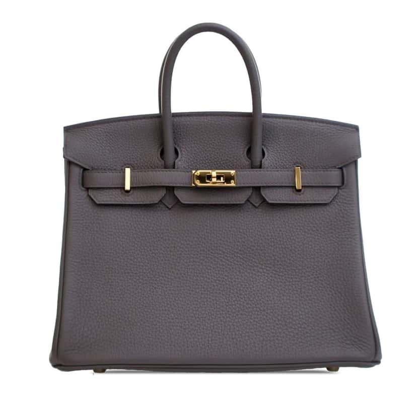 Hermès Togo Birkin Retourne 25 Grey Leather Good condition - Front View