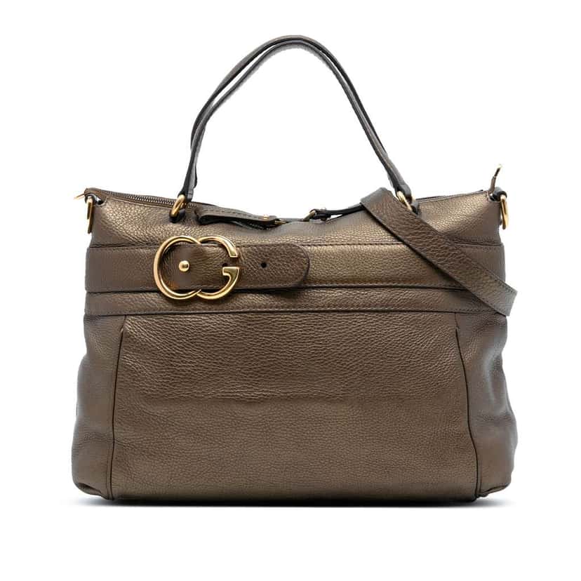 Gucci Medium Leather Ride Top Handle Bag Brown Leather Good condition - Front View