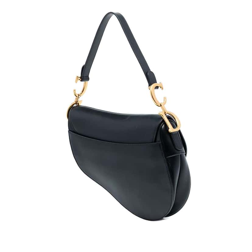 Dior Smooth Calfskin Saddle Bag Black Leather Good condition - Back View
