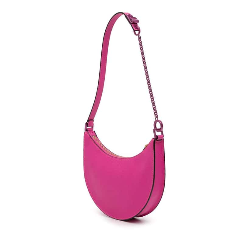 Valentino Mini Grainy Calfskin VLogo Hobo Pink Leather Good condition - Back View
